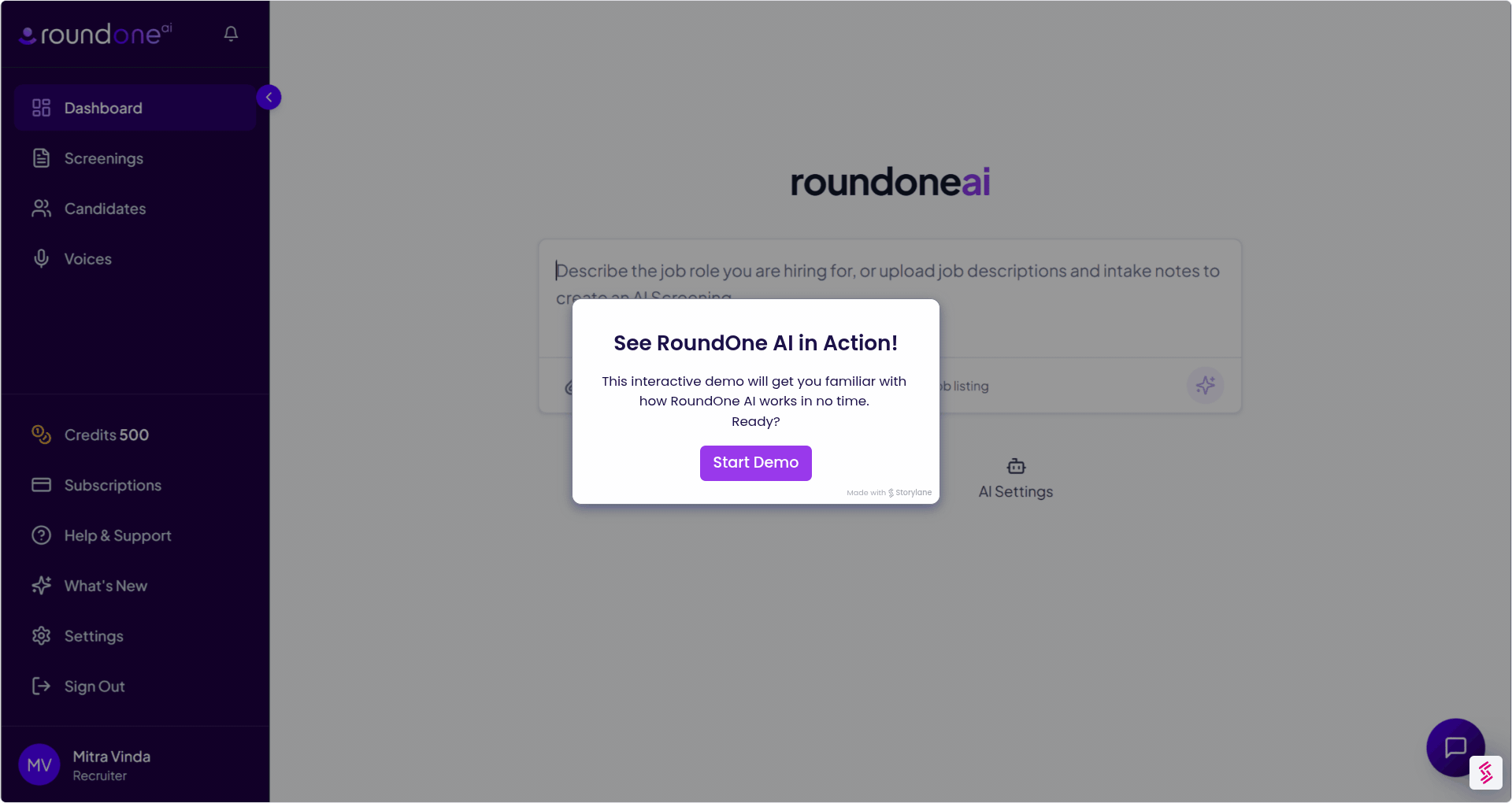 RoundOne product tour preview